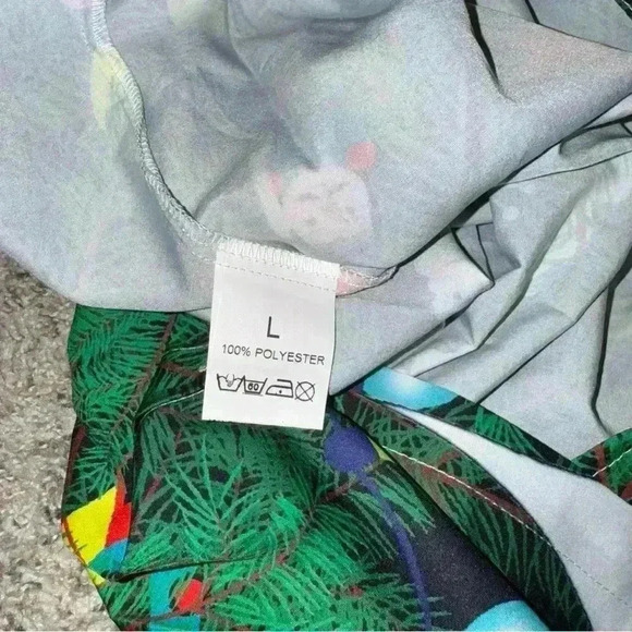 Christmas Tree Men’s Long Sleeve Button Up Shirt Size L Green Red White Black - Picture 6 of 9